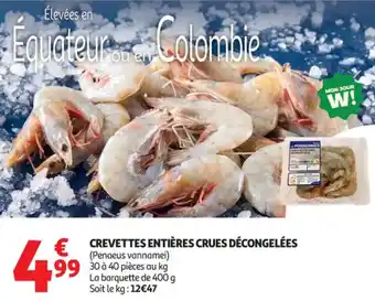 Auchan Supermarché Crevettes entières crues décongelées offre