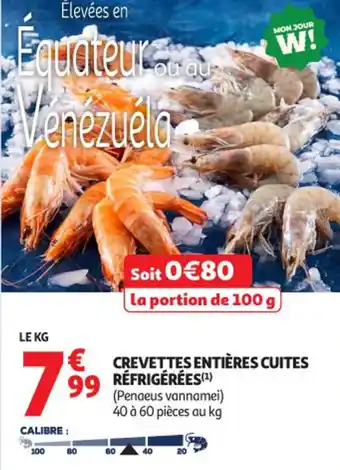 Auchan Supermarché Crevettes entières cuites réfrigérées offre