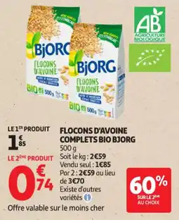 Auchan Supermarché Flocons d'avoine complets bio bjorg offre