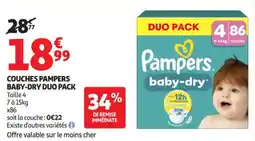 Auchan Supermarché Couches pampers baby dry duo pack offre