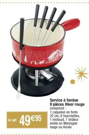Service à fondue 9 pièces Hiver rouge