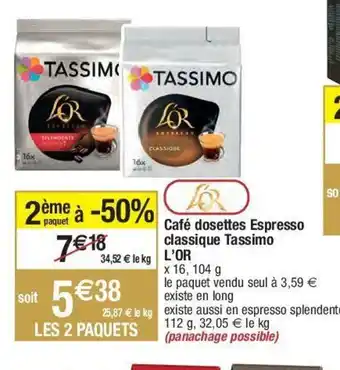 Migros Café Dosettes Espresso Classique Tassimo offre