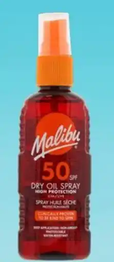 b&m Huile solaire en spray malibu spf 50 offre