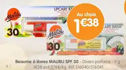 b&m Beaume à lèvres malibu spf 30 offre