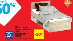 Conforama Lit + 2 tiroirs Détroit 90x190 cm offre