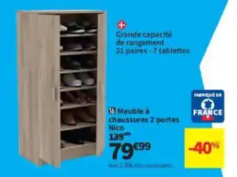 Conforama Meuble à chaussures 2 portes nico offre