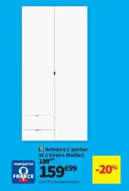 Conforama Armoire 2 portes et 2 tiroirs Mellie2 offre