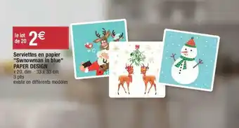 Migros Serviette en papier "Swnowman in blue" Paper Design offre