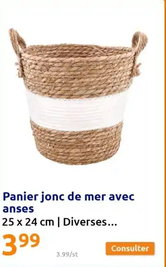Action Panier jonc de mer avec anses offre