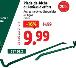Lidl Pieds-de-biche ou leviers d'effort offre