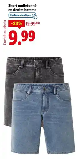Lidl Short molletonné en denim homme offre