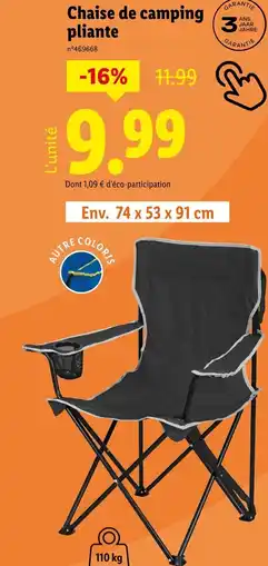 Lidl Chaise de camping pliante offre