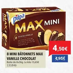 Gel 2000 8 mini bâtonnets max vanille chocolat offre