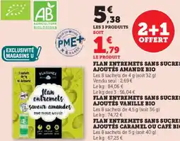Super U Flan entremets sans sucres ajoutés amande bio offre