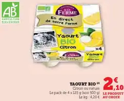 Super U Yaourt bio offre