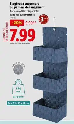 Lidl SilverCrest Étagères à suspendre ou paniers de rangement offre