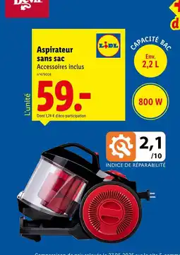 Lidl Lidl Aspirateur sans sac offre