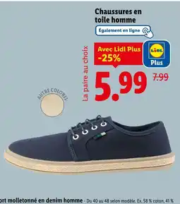 Lidl Lidl Chaussures en toile homme offre
