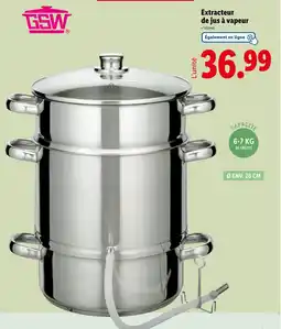 Lidl GSW Extracteur de jus à vapeur offre