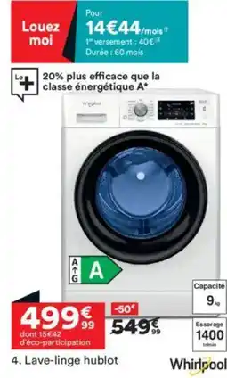 BUT WHIRPOOL Lave-linge hublot offre