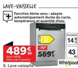 BUT WHIRPOOL Lave-vaisselle offre