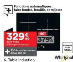 BUT WHIRPOOL Table induction offre