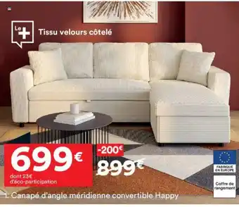 BUT Canapé d'angle méridienne convertible Happy offre