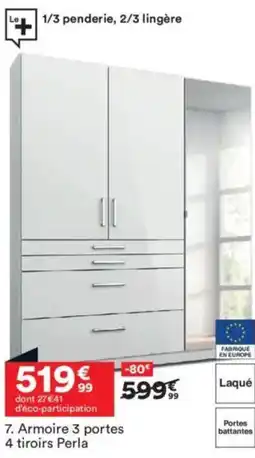 BUT Armoire 3 portes 4 tiroirs Perla offre