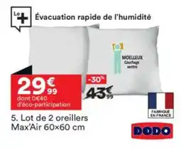 BUT Lot de 2 oreillers Max'Air 60x60 cm offre