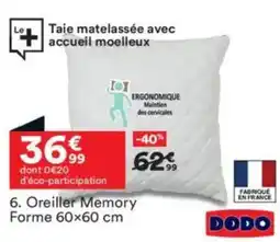 BUT Oreiller Memory Forme 60x60 cm offre