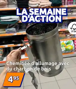 Action Cheminée d'allumage avec du charbon de bois offre
