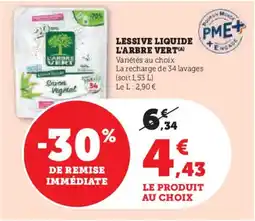 Hyper U L'ARBRE VERT Lessive liquide offre