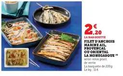 Hyper U Filet d'anchois marine ail, provencal ou oriental la monegasque offre