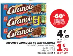 Hyper U GRANOLA Biscuits chocolat au lait offre