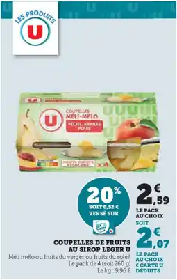 Hyper U U Coupelles de fruits au sirop leger offre