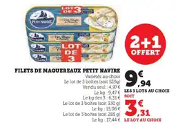 Hyper U PETIT NAVIRE Filets de maquereaux offre