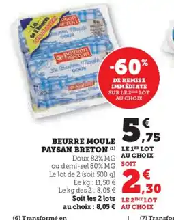 Hyper U PAYSAN BRETON Beurre moule offre