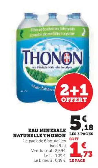 Hyper U THONON Eau minerale naturelle offre