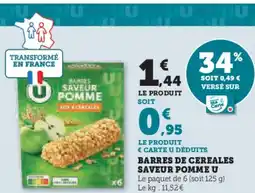 Hyper U Barres de cereales saveur pomme u offre