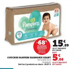 Hyper U Couches pampers harmonie geant offre