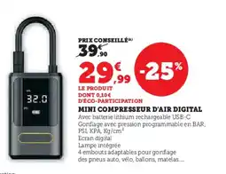 Hyper U Mini compresseur d'air digital offre