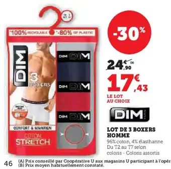 Hyper U DIM Lot de 3 boxers homme offre