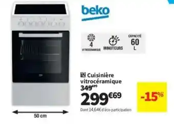 Conforama BEKO Cuisinière vitrocéramique offre