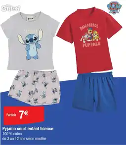 Cora x Carrefour Pyjama court enfant licence offre