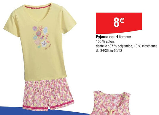 Cora x Carrefour Pyjama court femme offre