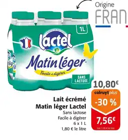Colruyt Lactel Lait écrémé Matin léger offre