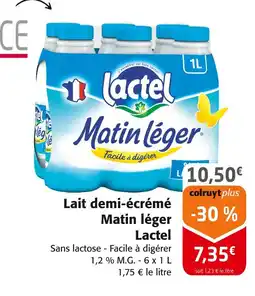 Colruyt Lactel Lait demi-écrémé Matin léger offre