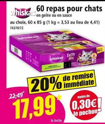 Norma WHISKAS 60 repas pour chats offre