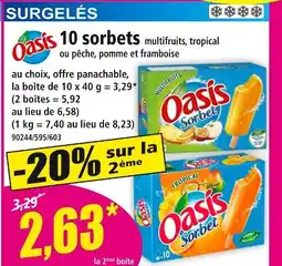 Norma OASIS 10 sorbets multifruits, tropical ou pêche, pomme et framboise offre