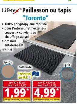 Norma LIFETEX Paillasson ou tapis Toronto offre
